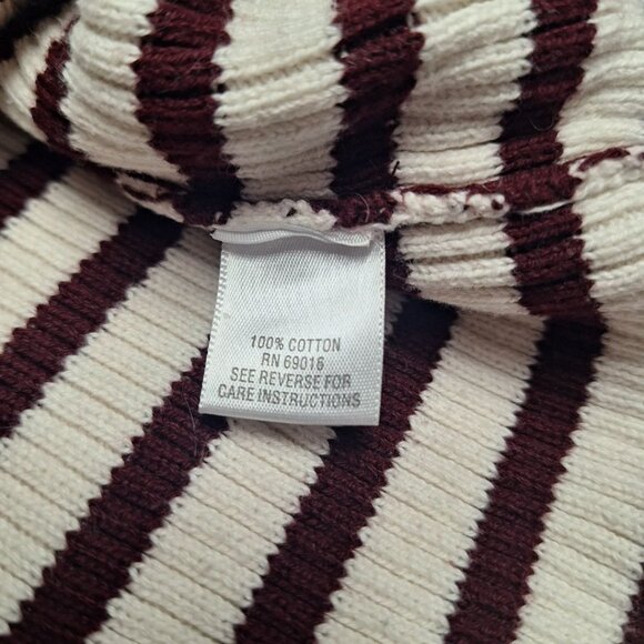 Studio Works Striped Sweater Soft Burgundy Red Womens Large Turtleneck - Picture 6 of 7
